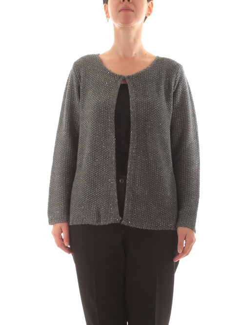 Gaia Life cardigan con micro paillettes da donna grigio scuro