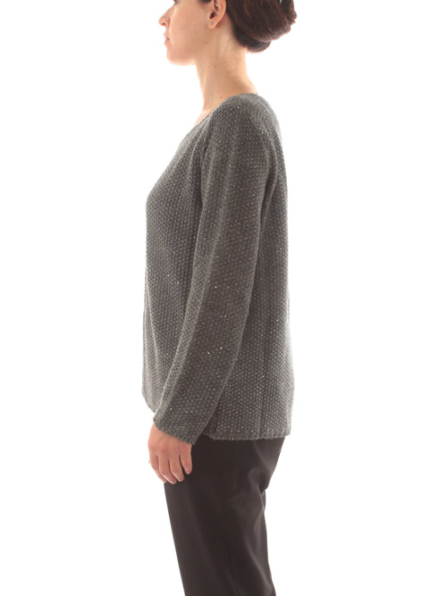 Gaia Life cardigan con micro paillettes da donna grigio scuro