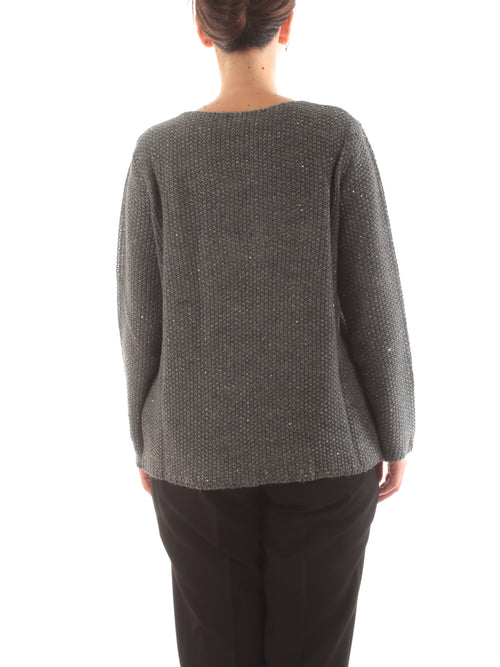 Gaia Life cardigan con micro paillettes da donna grigio scuro