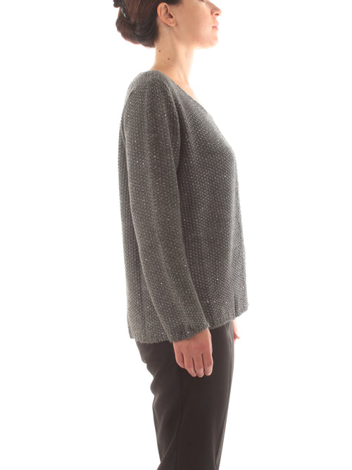 Gaia Life cardigan con micro paillettes da donna grigio scuro