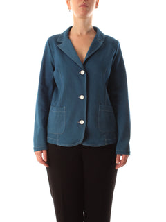 Gigliorosso blazer in tessuto effetto denim da donna blu