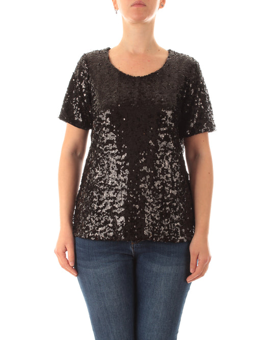 Gigliorosso T-shirt in full paillettes da donna nero