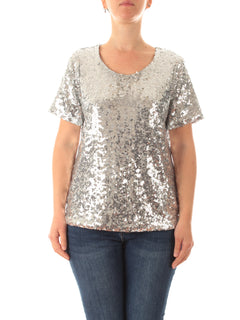 Gigliorosso T-shirt in full paillettes da donna argento