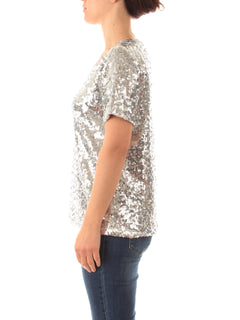 Gigliorosso T-shirt in full paillettes da donna argento