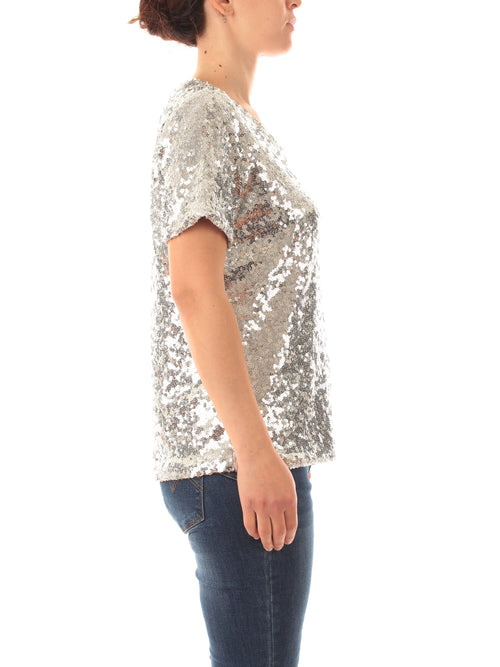 Gigliorosso T-shirt in full paillettes da donna argento