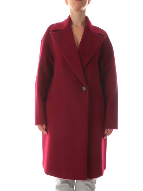 Elena Mirò cappotto in panno di lana da donna bordeaux