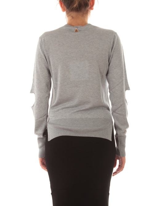 Akep maglia con cut out sulle maniche da donna grigio