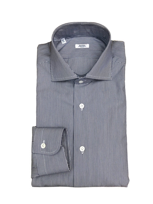 Barba camicia in cotone a righe bianco/blu da uomo