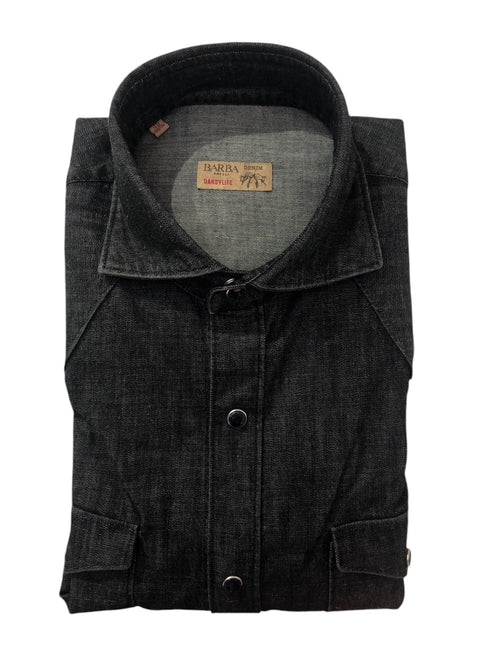 Barba camicia Dandy Life in denim da uomo nero