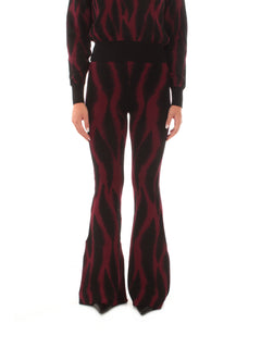 Akep pantalone a zampa jacquard da donna bordeaux