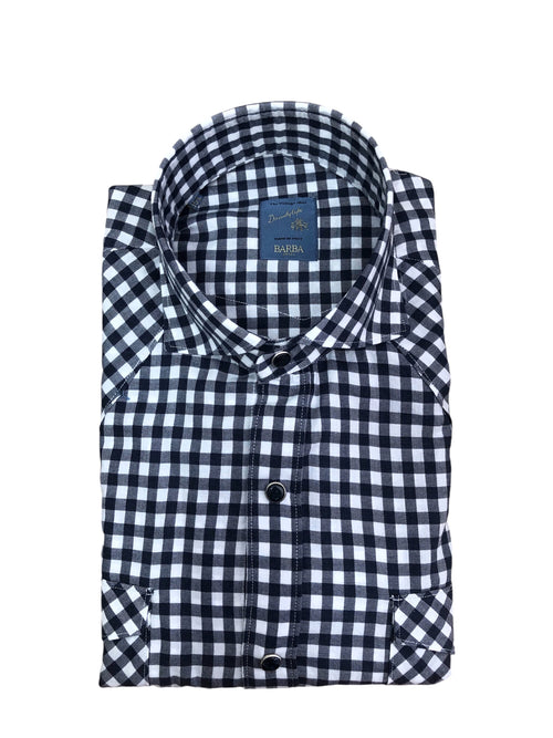 Barba camicia Dandy Life a quadri da uomo bianco/blu navy