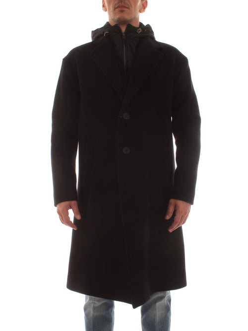 Herno cappotto in new velour ed ecoage da uomo nero