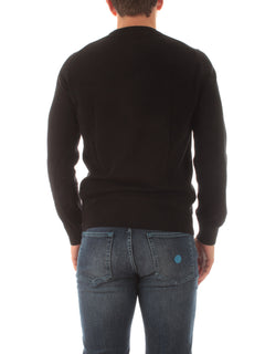 Lacoste pullover da uomo con collo rotondo in cotone organico nero