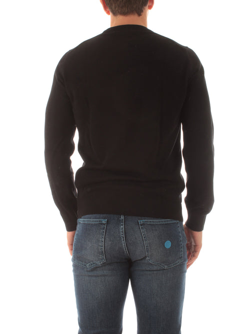 Lacoste pullover da uomo con collo rotondo in cotone organico nero