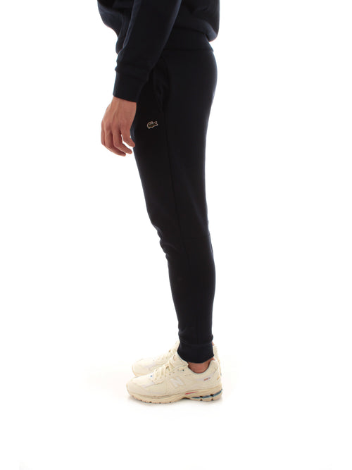 Lacoste pantaloni sportivi in felpa di cotone da uomo blu navy