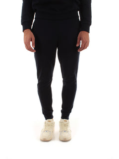 Lacoste pantaloni sportivi in felpa di cotone da uomo blu navy