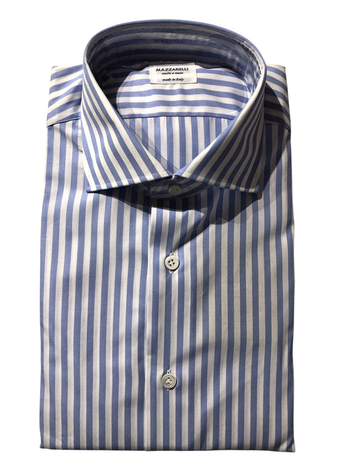 Mazzarelli camicia a righe da uomo bianco/celeste