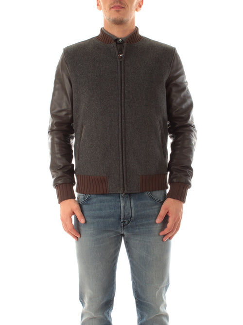 Bruto YUMA bomber in pelle e in maglia da uomo grey brown