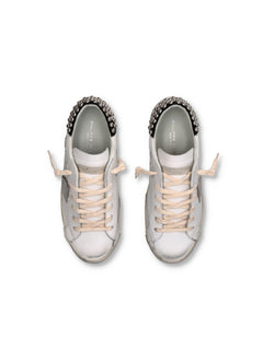 Philippe Model PARIS LOW sneakers con borchie da donna blanc