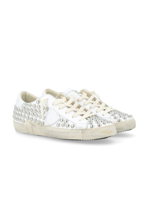 Philippe Model PARIS LOW sneakers con borchie blanc da donna