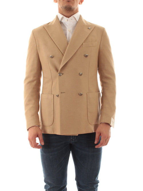 Luigi Bianchi Mantova blazer doppiopetto da uomo beige