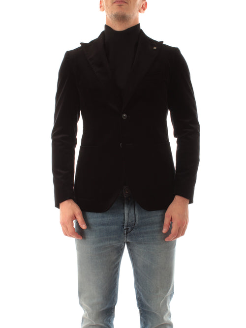 Tagliatore blazer in velluto da uomo nero