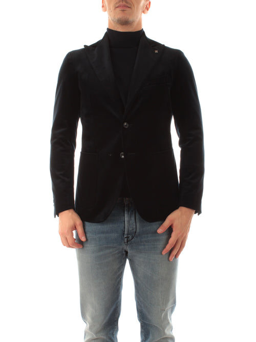 Tagliatore blazer in velluto da uomo blu