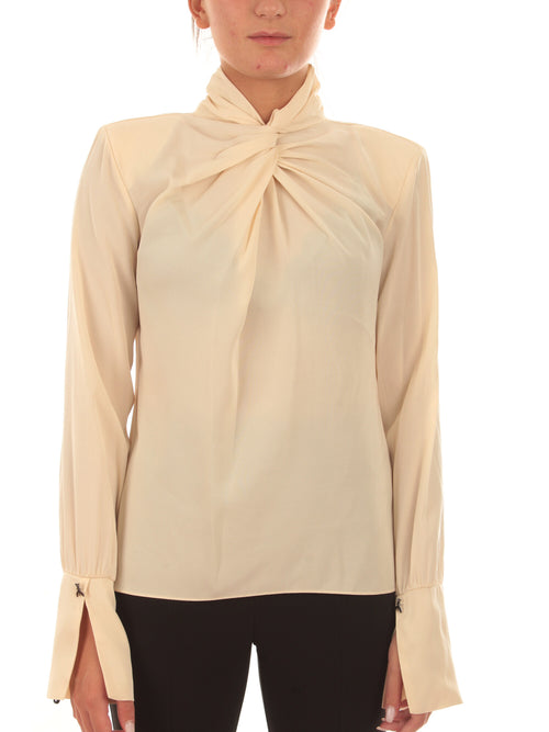 Patrizia Pepe camicia in twill di viscosa da donna odyssey white