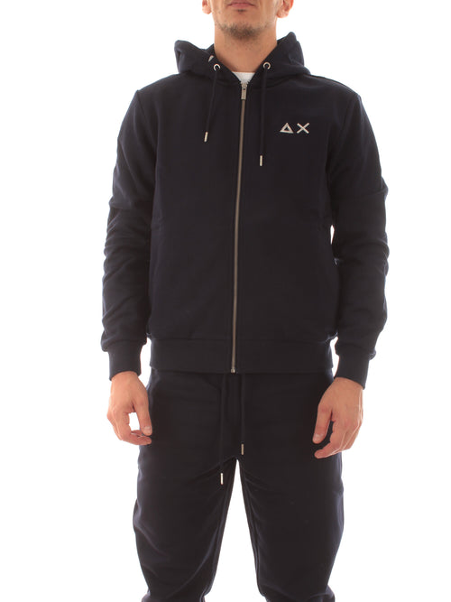 Sun 68 HOOD ZIP felpa da uomo navy blue