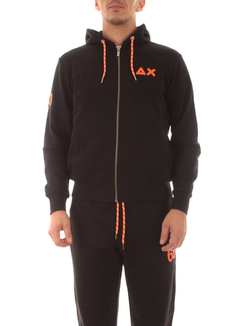 Sun 68 HOOD ZIP PATCH FLUO felpa da uomo nero