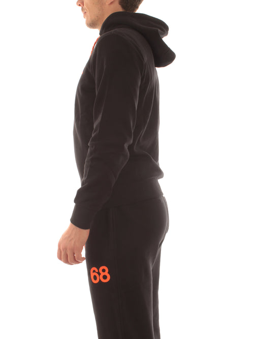 Sun 68 HOOD ZIP PATCH FLUO felpa da uomo nero