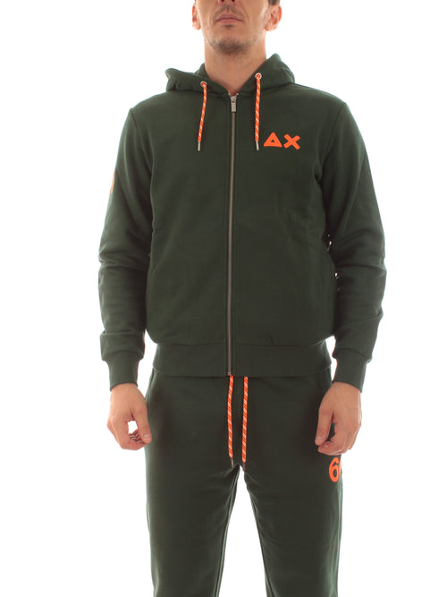 Sun 68 HOOD ZIP PATCH FLUO felpa da uomo verde