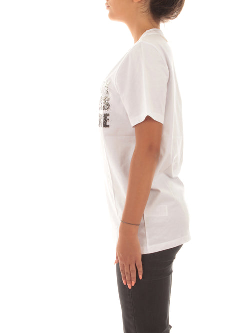 Patrizia Pepe T-shirt con paillettes da donna bianco ottico