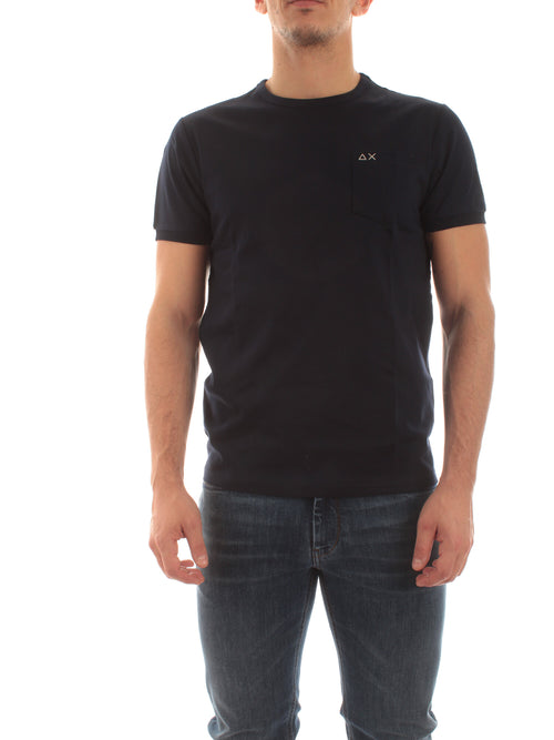 Sun 68 T-shirt solid luxury da uomo navy blue