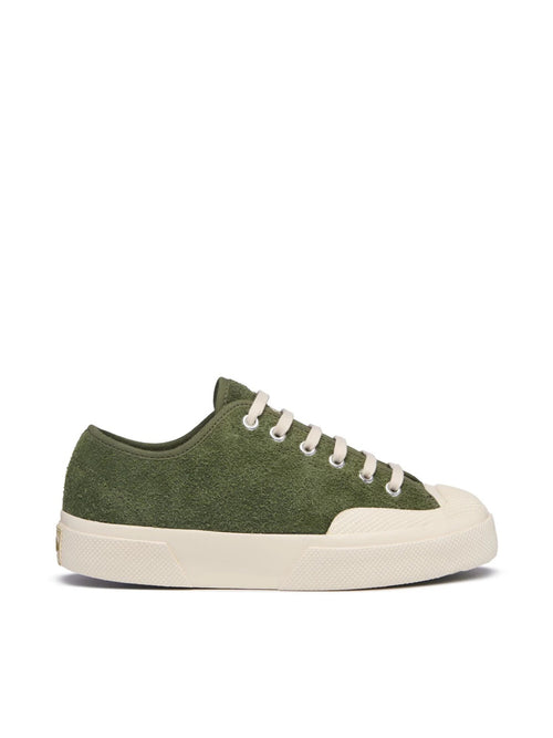 Superga 2432 WORKS HAIRY SUEDE SNEAKER MILITARY GREEN/OFF WHITE