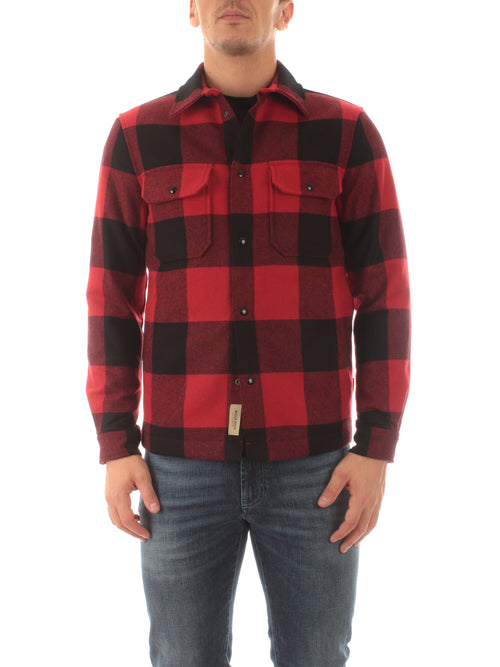 Woolrich giacca a camicia imbottita ALASKAN in misto lana da uomo red buffalo