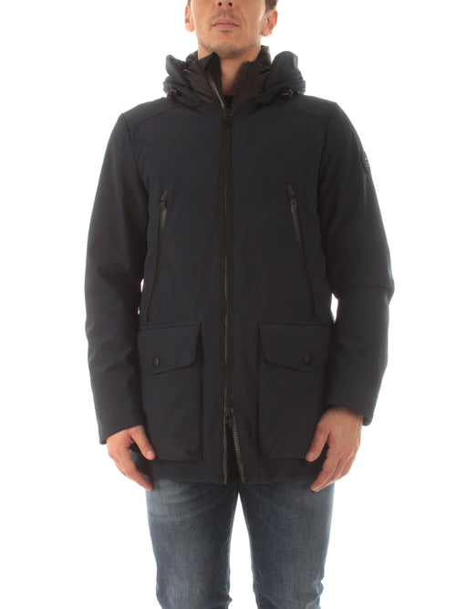 Woolrich PARKA IN TECH SOFTSHELL DA UOMO MELTON BLUE