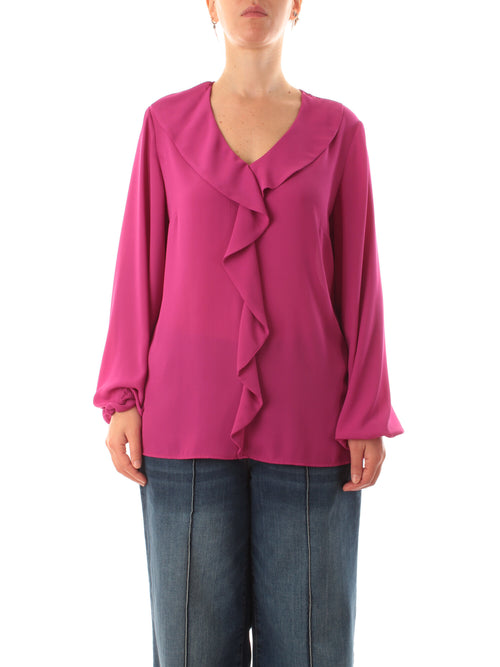 Luisa Viola blusa con volant da donna fucsia