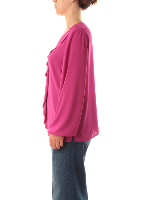 Luisa Viola blusa con volant da donna fucsia