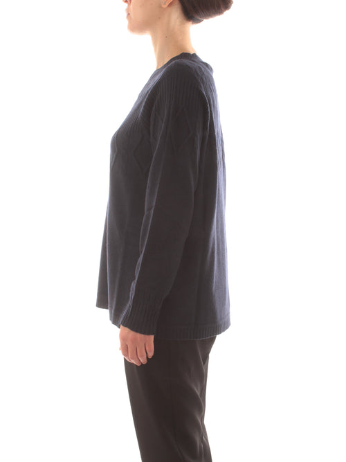 Persona By marina rinaldi RENIER maglia in misto cashmere da donna blu scuro