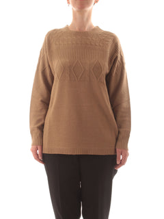 Persona By marina rinaldi RENIER maglia in misto cashmere da donna camel