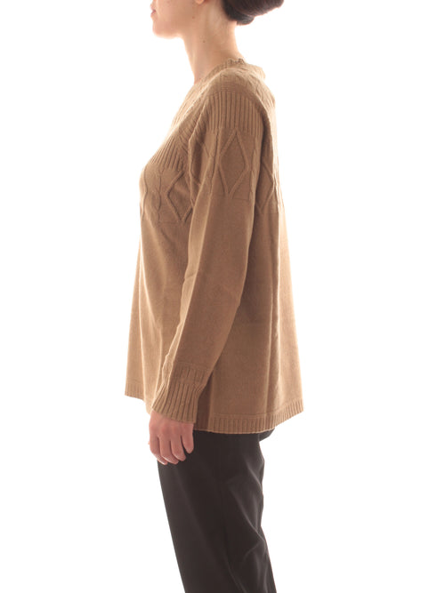 Persona By marina rinaldi RENIER maglia in misto cashmere da donna camel