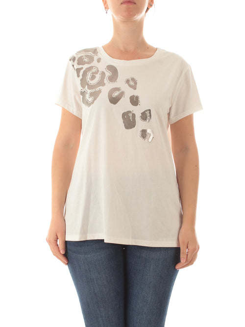 Marina Talia t-shirt con strass da donna bianco