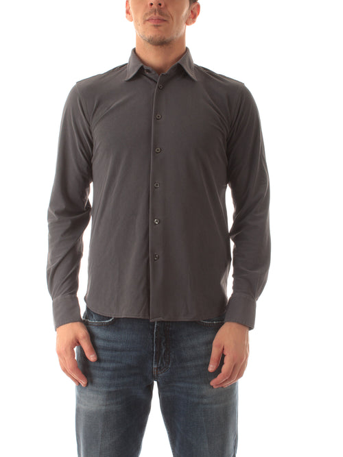 RRD-ROBERTO RICCI DESIGNS PIQUE TECHNO WASH CAMICIA NERO DA UOMO