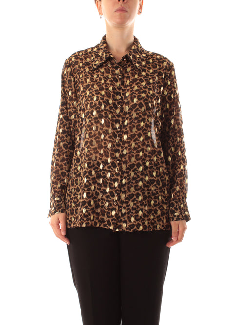 Corte dei Gonzaga gold camicia animalier da donna castagna