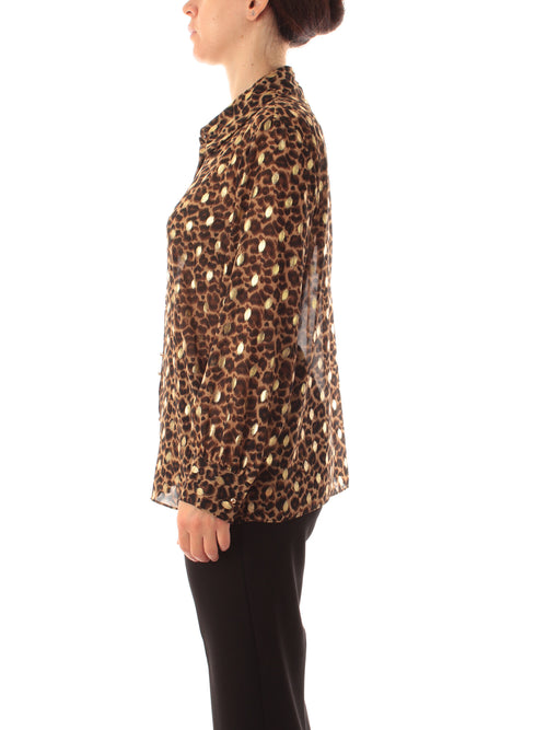 Corte dei Gonzaga gold camicia animalier da donna castagna