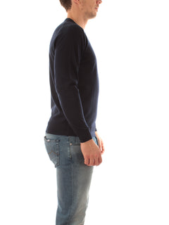 Fedeli maglia girocollo in misto cashmere e seta da uomo navy blu