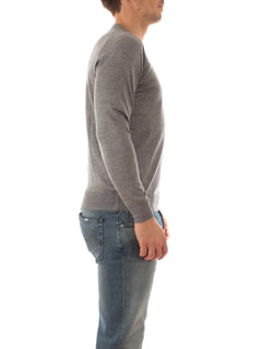 Fedeli maglia girocollo in misto cashmere e seta da uomo grigio chiaro