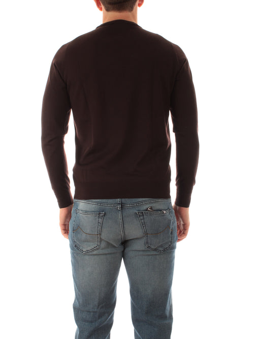 Fedeli maglia girocollo in misto cashmere e seta da uomo marrone