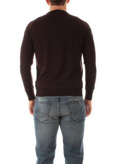 Fedeli maglia girocollo in misto cashmere e seta da uomo marrone